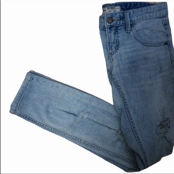 Free People Distressed Skinny Jeans Button Fly Low Rise Size 25 - Picture 4 of 6